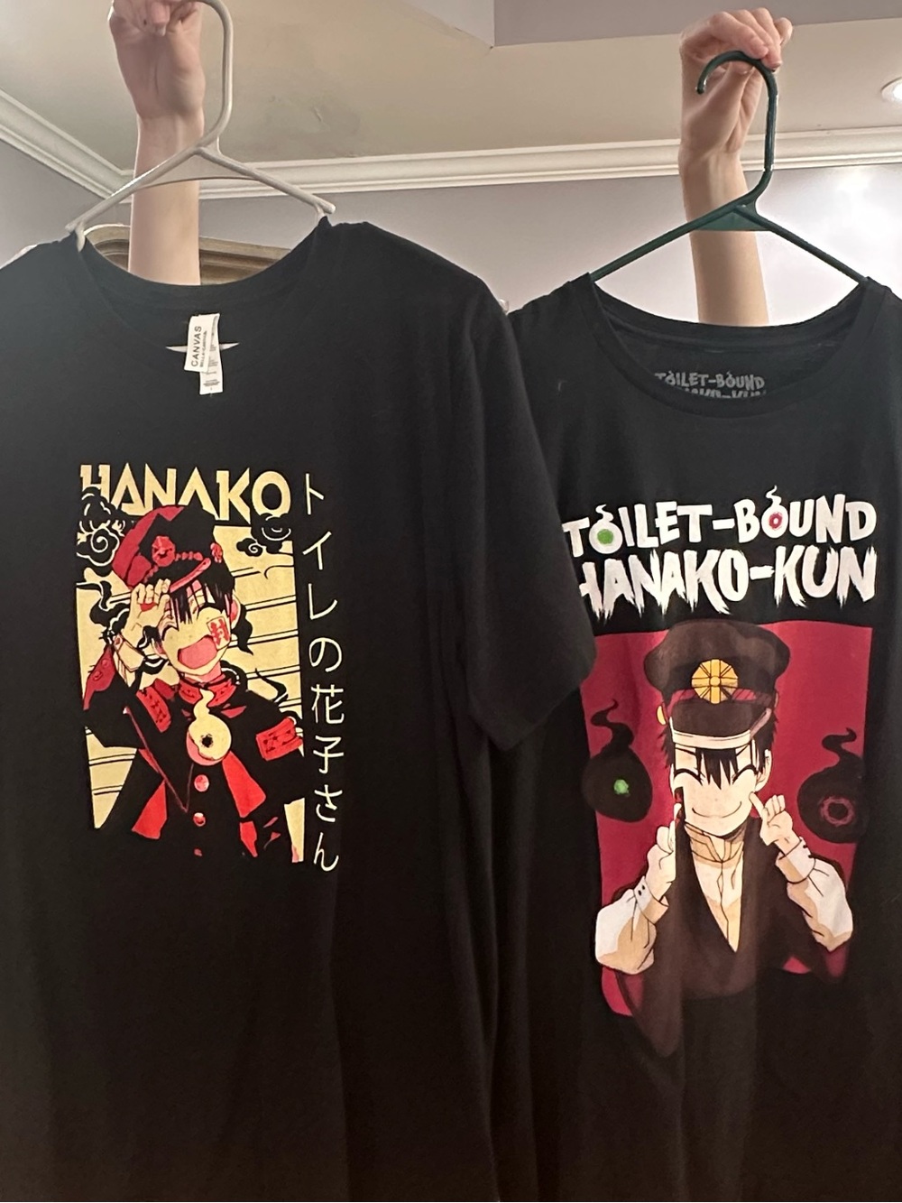 Toilet-Bound Hanako-kun Black Graphic Anime Tees 2 Tshirts size Large EUC